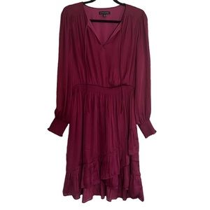Banana Republic Long Sleeves, Elastic Waist, Asymmetrical Cranberry Dress- 12sz